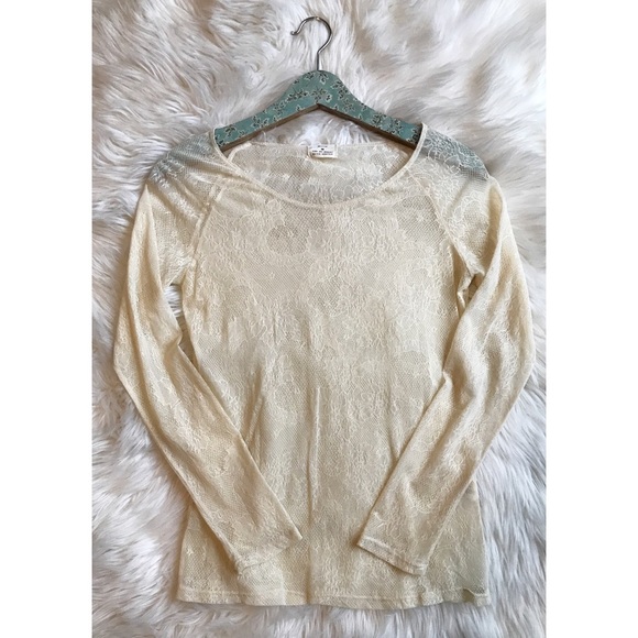 UO Pins & Needles | Long Sleeve Lace Top - Picture 1 of 4